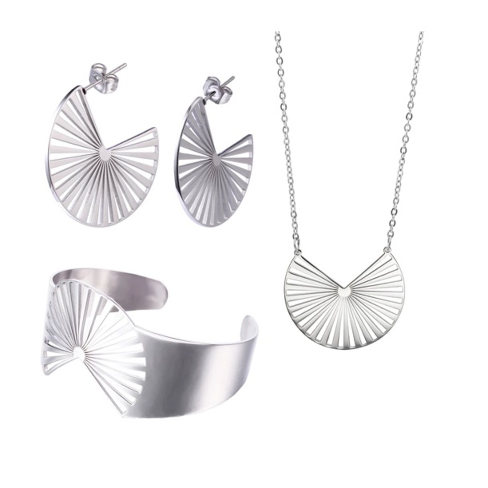 Taylor "Charisma" 18k White Gold Plated Stainless Steel 3 Piece Set